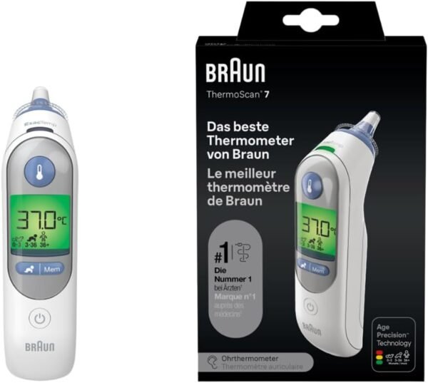 Braun ThermoScan 7 Ohrthermometer BRAIRT6520 | Age Precision Technologie | Farbcodiertes Digitaldisplay | Baby- und kleinkindfreundlich | Die #1 Marke bei Ärzten(1)