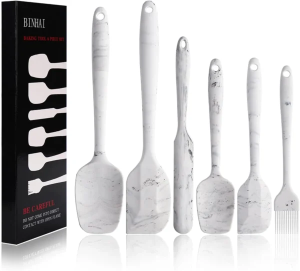 BINHAI 6-Piece Silicone Spatula Set, Non-Stick Rubber Spatulas with Stainless Steel Core, Heat-Resistant Spatula, Kitchen Utensil Set for Cooking, Baking and Mixing