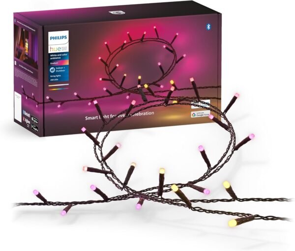 Philips Hue Festavia Lichterkette, White & Color Ambiance, dimmbar, 250 Mini LEDs, 20 m Länge, wasserdicht, kompatibel mit Amazon Alexa (Echo & Echo Dot)