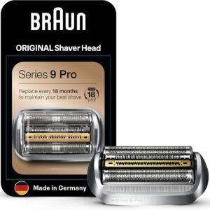 Braun Series 9 Pro Elektrorasierer Scherkopf, ORIGINAL Ersatzscherteil vom Hersteller passend für Braun Herren Rasierer Series 9 Pro, 94M, chrom, 1er Pack