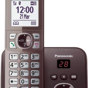 Panasonic KX-TG6861GA Schnurlostelefon mit Anrufbeantworter (Bis zu 1.000 Telefonnummern sperren, übersichtliche Schriftgröße, lauter Hörer, Voll-Duplex Freisprechen) mocca-braun