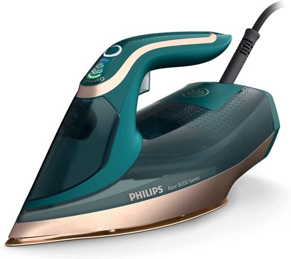 Philips Azur 8000 Serie Dampfbügeleisen - 70 g/min Dauerdampf, 240 g Turbo-Dampfstoß, 3000 W Leistung, OptimalTEMP-Technologie, Grün Opal (DST8030/70)
