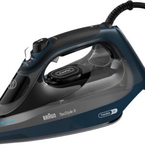 Braun TexStyle 9 SI9682 DB Dampfbügeleisen mit FreeGlide 3D Technologie, Vertikaldampf, Anti-Tropf-Funktion, Selbstreinigungsfunktion, 330 ml Einfüllöffnung, 260 g/min, 3200W, Dunkelblau