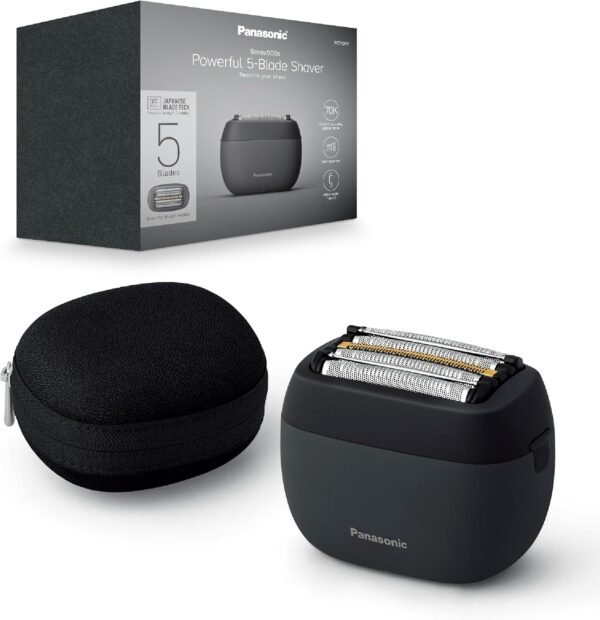 Panasonic ES-PV3B-K803 Series 900s Premium Kompakt-Rasierer, Nass- und Trockenrasierer mit 5 Klingen für Männer, reaktionsschneller Bartsensor, USB-C, Premium Case, Anthrazit