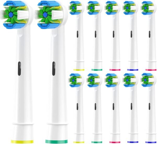WENS Aufsteckbürsten Kompatibel mit Oral b Braun Elektrische Zahnbürste, Zahnbürstenköpfe Geeignet für Oral-B Pro1000/2000/3000/5000/Vitality und mehre, Floss Weiß12er