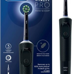 Oral-B Vitality Pro Elektrische Zahnbürste/Electric Toothbrush, 1 Aufsteckbürste, 3 Putzmodi für Zahnpflege, Designed by Braun, schwarz